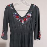 Johnny Was JW LA Gray Floral Embroidered Boho Peasant Dress Photo 10