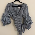Urban Outfitters NWT LF balloon sleeve gingham wrap top Photo 1