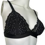 Large Victoria’s Secret PINK black lace bralette silver embroidered rhinestones​ Photo 4