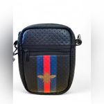 Parker & Hyde Queen Bee Crossbody Bag – Navy Perforated w/ Stripe Strap Black Photo 2