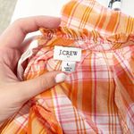 J.Crew  Long Sleeve Ruffle Tie Back Plaid Cotton Blouse Top Orange Pink Large Photo 2