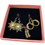 Sun, Moon, and Shooting Stars Bronze Celestial Earrings Lot Photo 1