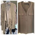 INC Woman Tassel Faux Suede Sweater & Blouse Bundle 1X olive green Photo 1