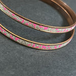Women’s vintage dainty‎ set of 2 gold tone sparky cheetah print bangle bracelets Photo 4