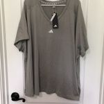 Adidas Womens Shirt 4X M Gray Heather V-neck Short Sleeve Activewear Top NWT Photo 1