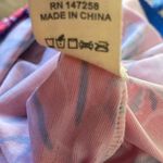 Simply Southern Tassel Hem S/S Pink Aqua Sea Shell AOP Scoop Neck Size LARGE Photo 6