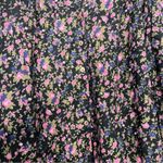 Free People  Meant To Be Blouse Floral Puff Sleeve Top Black Purple Women’s S Photo 5