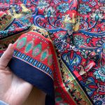 Gold Elephant Floral Silky Scarf, Decorative Purse Scarf Blue Photo 5