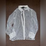 Akira  sheer embellished diamanté chiffon white button down Photo 2