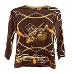 J. McLaughlin  Catalina Cloth Brown Equestrian Top Size Small Photo 1