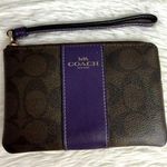 Coach  Purple Brown Signature Coated Canvas Wristlet Photo 0