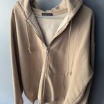 Brandy Melville Zip-Up Hoodie Oversized Beige Photo 0