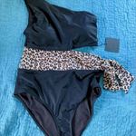 Dixperfect  1pc Swimwear Belt Bow Tie leopard print Size M Removable Pads New Photo 0