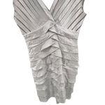 Adrianna Papell Adrianna Papple silver formal mini dress shutter pleated sheath cocktail formal Photo 2