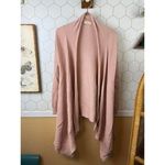 Elan  Light Pink Open Front Draped Ribbed Cardigan - Size - Large Photo 5