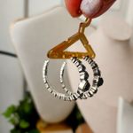 Silver with Smokey Grey Crystal Stones Hoop Earrings Photo 3