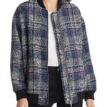Avec Les Filles  Woman's Plaid Wool Blend Tweed Bomber Jacket - Size Large Photo 0