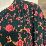 Free People  Flower Fields Emerald Combo Button Up Mini Dress Pockets Long Sleeve Photo 6