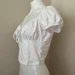 Garage Off The Shoulder Puff Sleeve Crop Top in White, Medium Photo 6