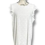 Torrid New Plus Eyelet Jersey Crew Neck Ruffle Sleeve Top Bright White Size 2 2X Photo 0