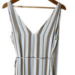 ONIA  Grace Sleeveless Striped Wrap‎ Maxi Dress Coverup in Cream Tan Blue, Small Photo 11