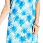 Vineyard Vines Vineyard Vine electric palm one shoulder dress hi-low hem blue women’s size 12 Photo 0