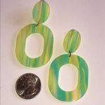 Green and Yellow Retro Boho Statement Earrings Photo 3