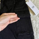 High Waist Zipper Side Pockets Cargo Shorts Black Photo 3