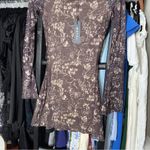 Motel Rocks  Sevila Long Sleeve Mini Dress In Botanical Dark Brown Photo 4