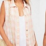 Free People  Hey There Sunrise Tank Top gingham plaid check pink white sz S Photo 0