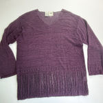 DKNY Petite V Neck Knit Sweater Purple Rayon Blend Women's Size M/L Photo 0
