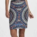 Anthropologie Tabitha Pencil Skirt Size 4 Small Olmeda Blue Orange Mosaic Print Photo 1