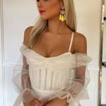 NWT JONATHAN SIMKHAI Threaded Lace Tulle Ruffle dress Size 8 White Photo 11