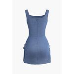 Micas  3D Flower Ruched Girly Tank Mid Wash Mini Denim Dress XL Photo 4