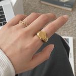 Gold ring heart ring big heart ring band ring simple ring stackable ring Photo 0