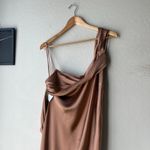 Fame and Partners NEW Dress Francois Bronze Satin Draped Maxi Gown Size 14 Photo 3