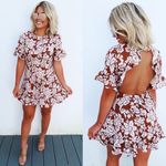 Selfie Leslie  | Navy Floral Open Back Dress Photo 1