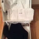 CELINE Old BAM BAM black suede leather ankle boots silver heel Sz 9.5 Brand New Photo 5