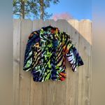 Just Be Just B Rainbow Tiger Stripe Jacket Womens Medium Flared 3/4 Sleeve Full Zip Photo 1