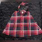 Cooperative  Red and Black Plaid Hooded Cape Photo 0