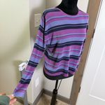 Talbots Vintage Y2K  Long Sleeve Purple Blue Crewneck Sweater Shirt Knit Stripes Photo 2