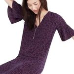 Madewell  Women’s 100% Silk Bell Sleeve Mini Dress Painted Clover Size 8/10 Photo 0