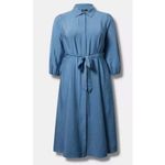 Torrid Midi Blue Horizon Crepe Shirt Dress Plus Size 0 0X 12 14 16 Photo 8