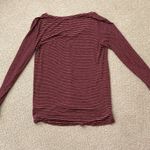 American Eagle Soft & Sexy Striped V-Neck Long Sleeve Shirt Small Maroon FLAWS Photo 7