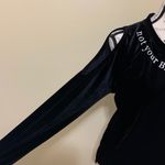 Material Girl Black Velour Cold Shoulder Top Photo 2