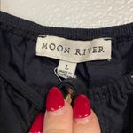 Moon River  WOMENS TIE DETAIL PEPLUM TOP BLOUSE LARGE NEW TAGS STRETCHY BLACK Photo 3