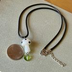 Handmade simple fairy boho vintage style lampwork mushroom glass bead & Czech glass leaf beads necklace💚🌞🍄🍃 Photo 3