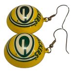 NFL Vintage 1990’s Green Bay Packers Earrings Green & Yellow Dome Shaped Photo 1