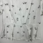 Angels Linen Blend Floral White Ruffle Hem Button Front Top Size Medium Photo 7