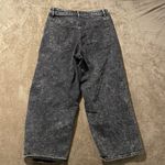 Uniqlo  Jeans Juniors Sz 11 Wide Leg Black Acid Wash High Rise Cropped Pants Dark Photo 3
